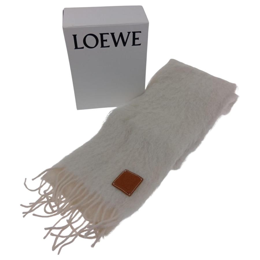 LOEWE（ロエベ） モヘアマフラー F655254X01 ベージュ×ホワイト やや傷