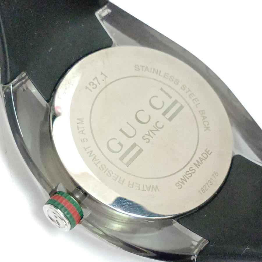 GUCCI グッチ 腕時計　SYNC シンク シェリー ラバー　クオーツ 137.1 ブラック x シルバー GUCCI（グッチ） 腕時計 SYNC シンク シェリー ラバー クオーツ 137.1