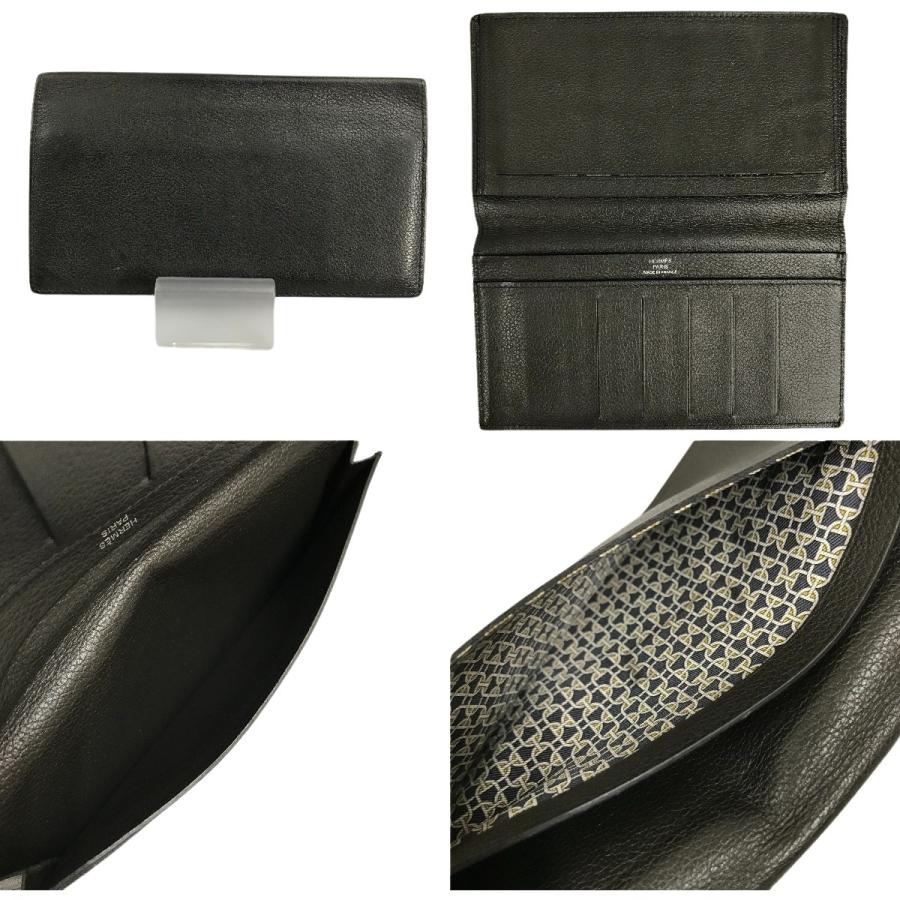 ##HERMES エルメス 2つ折り 長財布 札入れ シチズンツイル T刻印 ジャンク品 ブラック HERMES（エルメス） ## 2つ折り 長財布 札入れ シチズンツイル T刻印