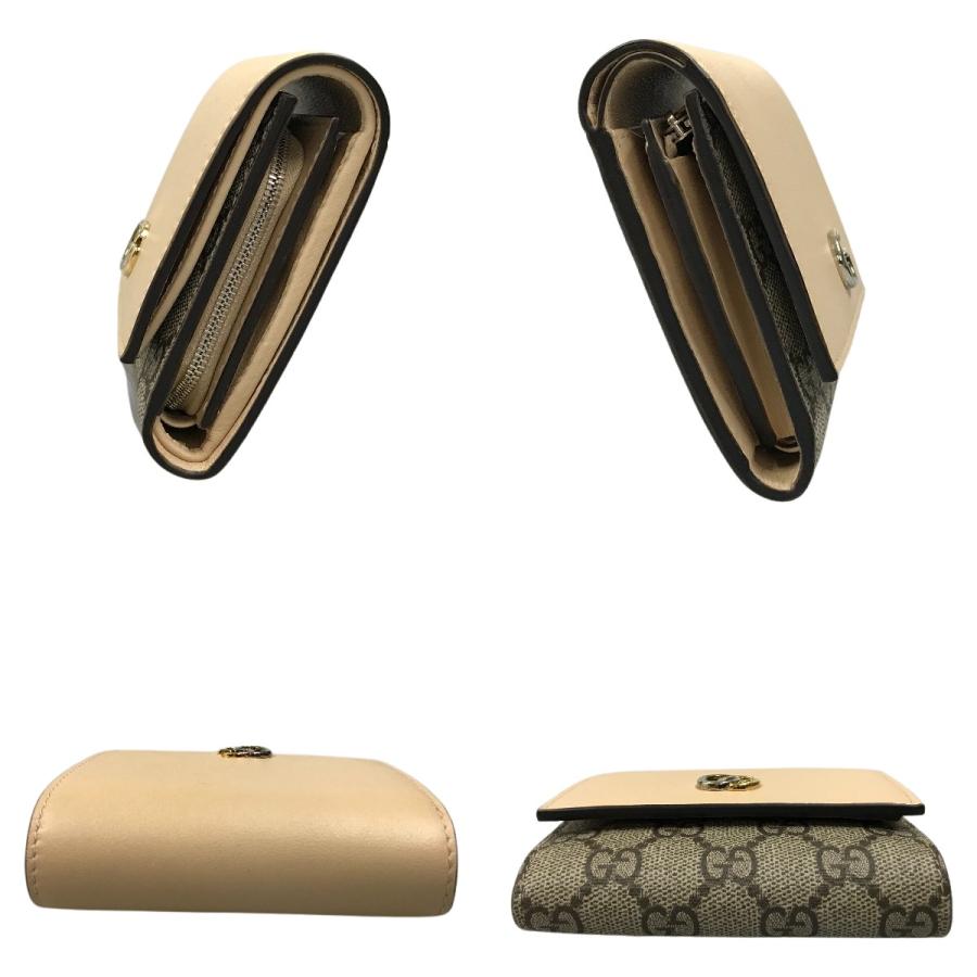 ##GUCCI グッチ ダブルG ミディアム ウォレット GGスプリーム キャンバス 2つ折り財布 790062 AADQE 5741 ベージュ＆エボニー GUCCI（グッチ） ## ダブルG ミディアム ウォレット GGスプリーム