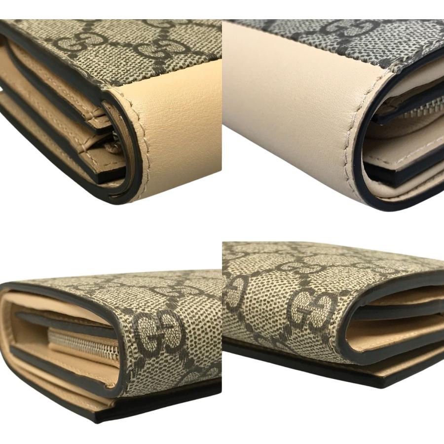 ##GUCCI グッチ ダブルG ミディアム ウォレット GGスプリーム キャンバス 2つ折り財布 790062 AADQE 5741 ベージュ＆エボニー GUCCI（グッチ） ## ダブルG ミディアム ウォレット GGスプリーム