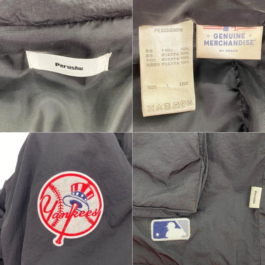Perushu×MLB ペルーシュ 中綿 ナイロンジャケット PE333008BW ブラック