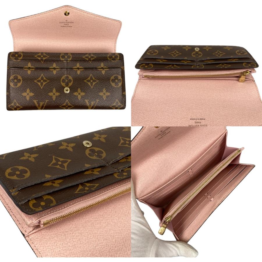 LOUIS VUITTON ルイヴィトン ポルトフォイユ サラ M62235 RFID ローズ バレリーヌ ブラウン モノグラム 長財布 イニシャル有り レディース 【中古】 42604R5 LOUIS VUITTON（ルイ・ヴィトン） ## モノグラム ポルトフォイユ サラ
