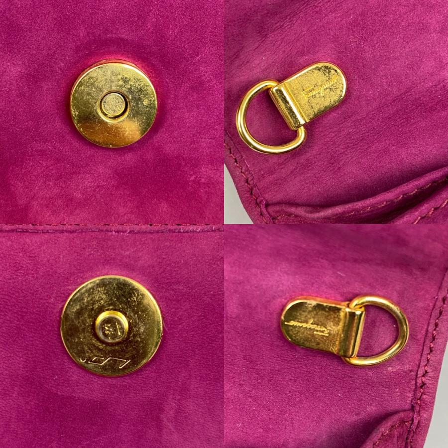 ##Salvatore Ferragamo サルヴァトーレフェラガモ スウェード チェーンショルダーバッグ ヴァラリボン AQ213202 パープル Salvatore Ferragamo サルヴァトーレフェラガモ スウェード チェーン