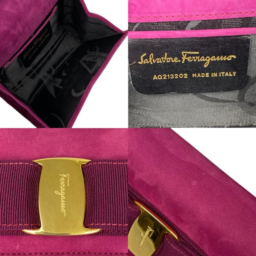 ##Salvatore Ferragamo サルヴァトーレフェラガモ スウェード チェーンショルダーバッグ ヴァラリボン AQ213202 パープル Salvatore Ferragamo サルヴァトーレフェラガモ スウェード チェーン