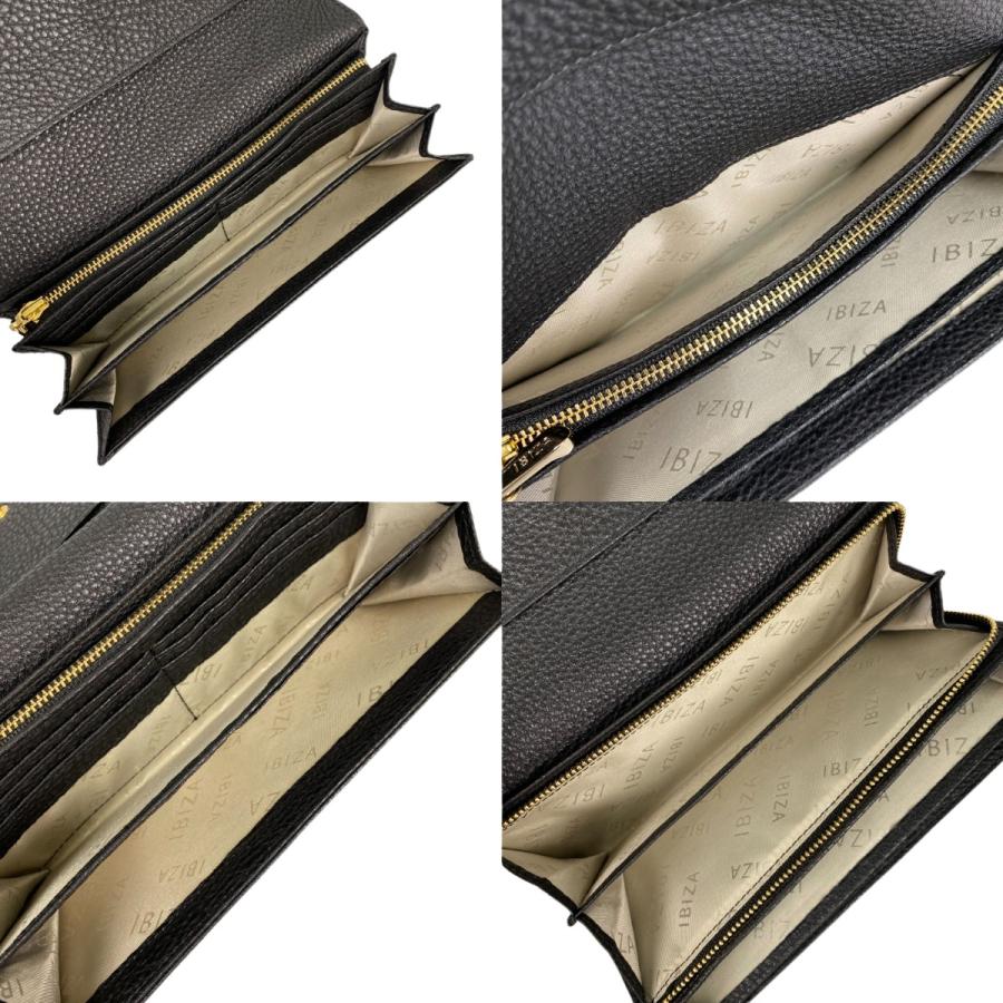 IBIZA イビサ かぶせ長財布 牛革 ブラック 目立った傷や汚れなし  