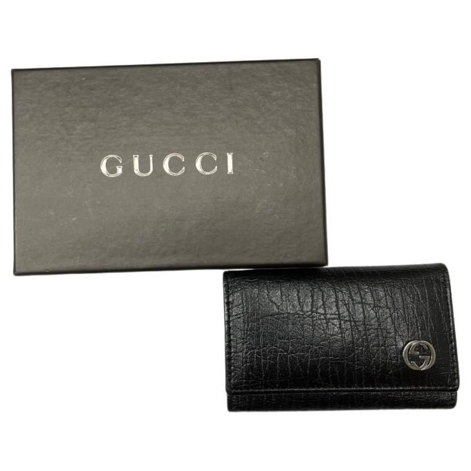 GUCCI　総柄　ロゴ　キーケース　カード入れ　三つ折り　ブラック GUCCI総柄ロゴキーケースカード入れ三つ折りブラック