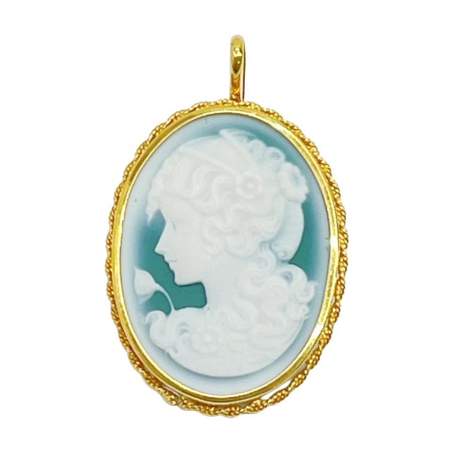 ◇◇ K18 カメオブローチ ペンダントトップ 総重量6.0g イエロー  