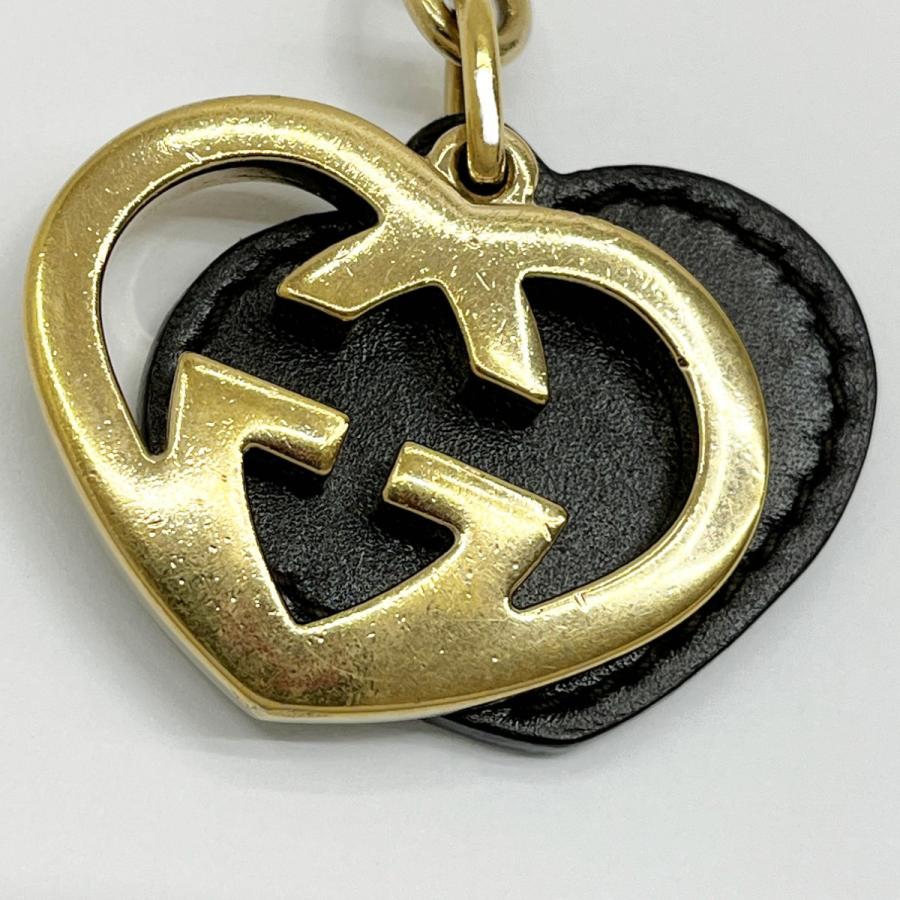 GUCCI（グッチ） キーホルダー ハート型レザー ゴールド×ブラウン 傷や