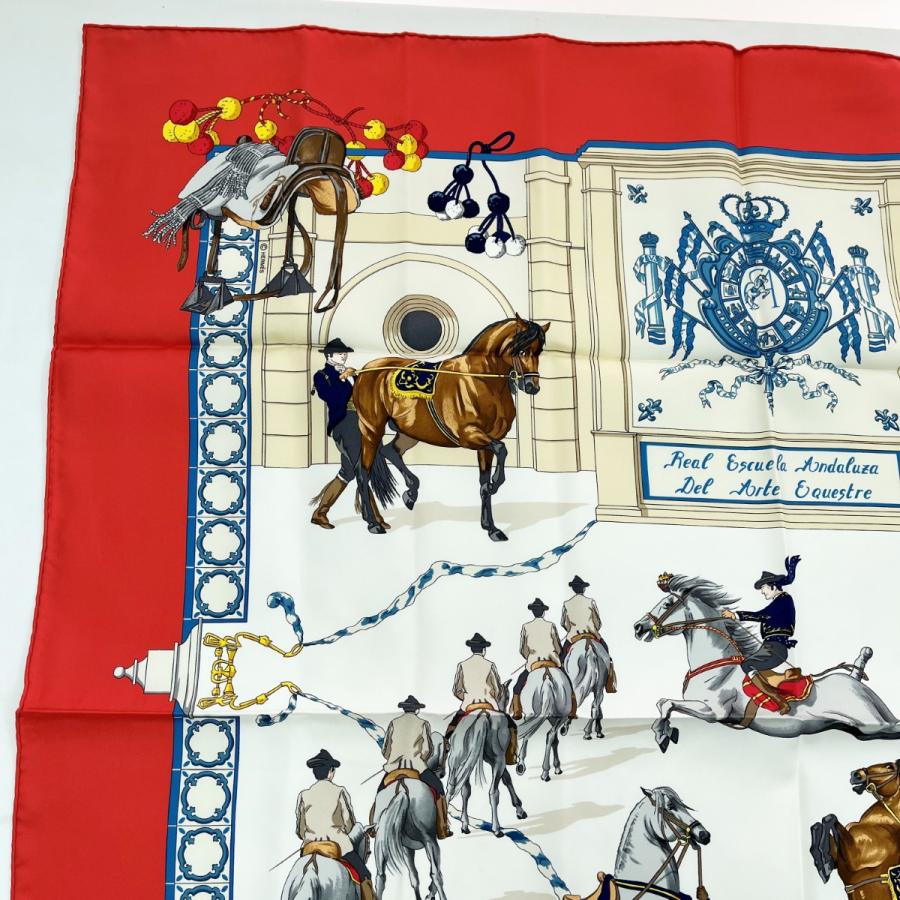 HERMES（エルメス） ◇◇ スカーフ シルク 馬 箱無 赤 レッド 目立った