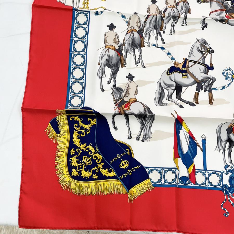 HERMES（エルメス） ◇◇ スカーフ シルク 馬 箱無 赤 レッド 目立った