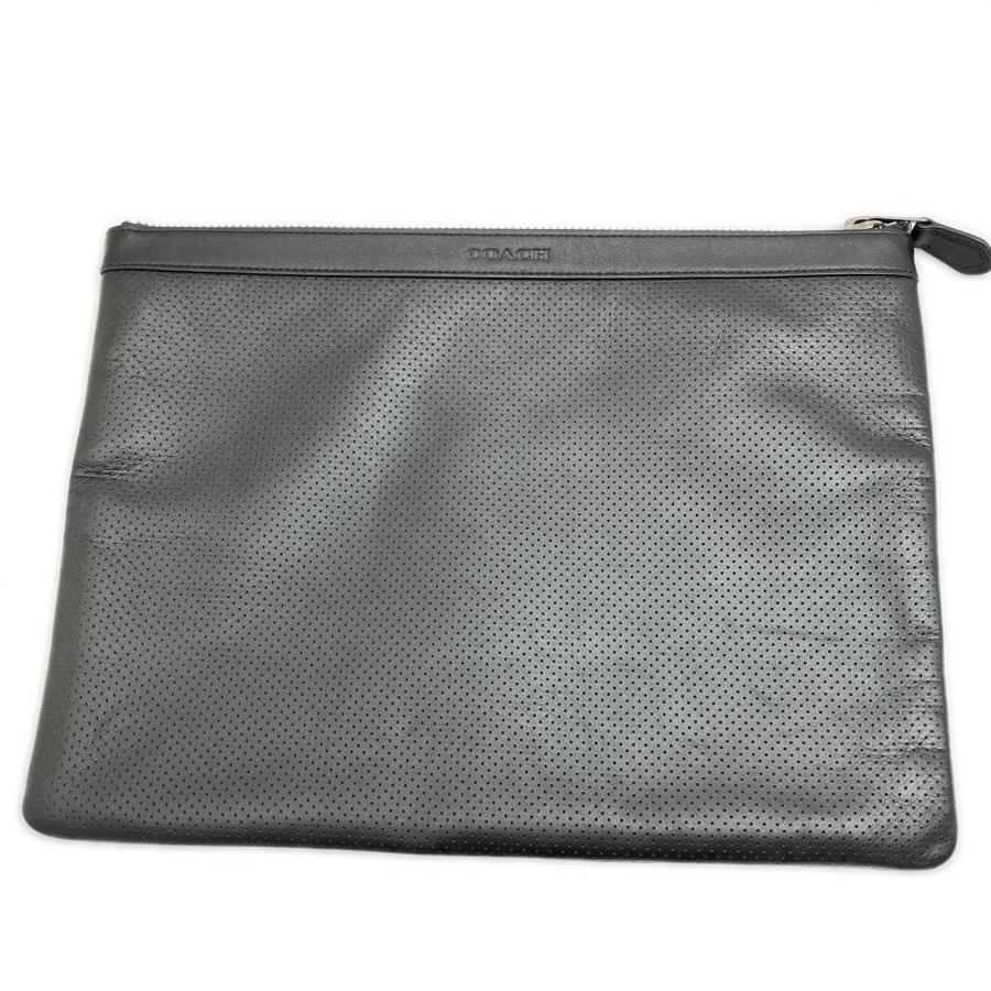 COACH コーチ パンチングレザークラッチバッグ F63066 ブラック COACH（コーチ） パンチングレザークラッチバッグ F63066 ブラック