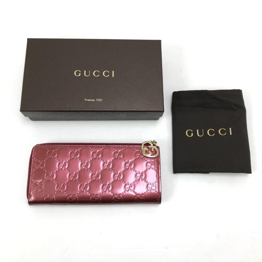 レア美品✨グッチ◇インターロッキングチャームフラップ長財布　ラズベリーピンク GUCCI（グッチ） L字ジップ長財布 295671 メタルピンクレッド系 目立っ