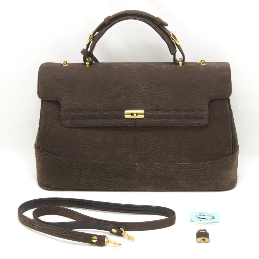 2WAYバッグ シャークスキン ブラウン やや傷や汚れあり : リサイクル  