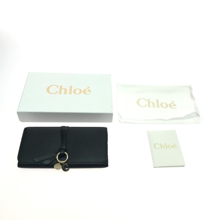 Chloe $$ クロエ 長財布 ロゴプレート ブラック やや傷や汚れあり  