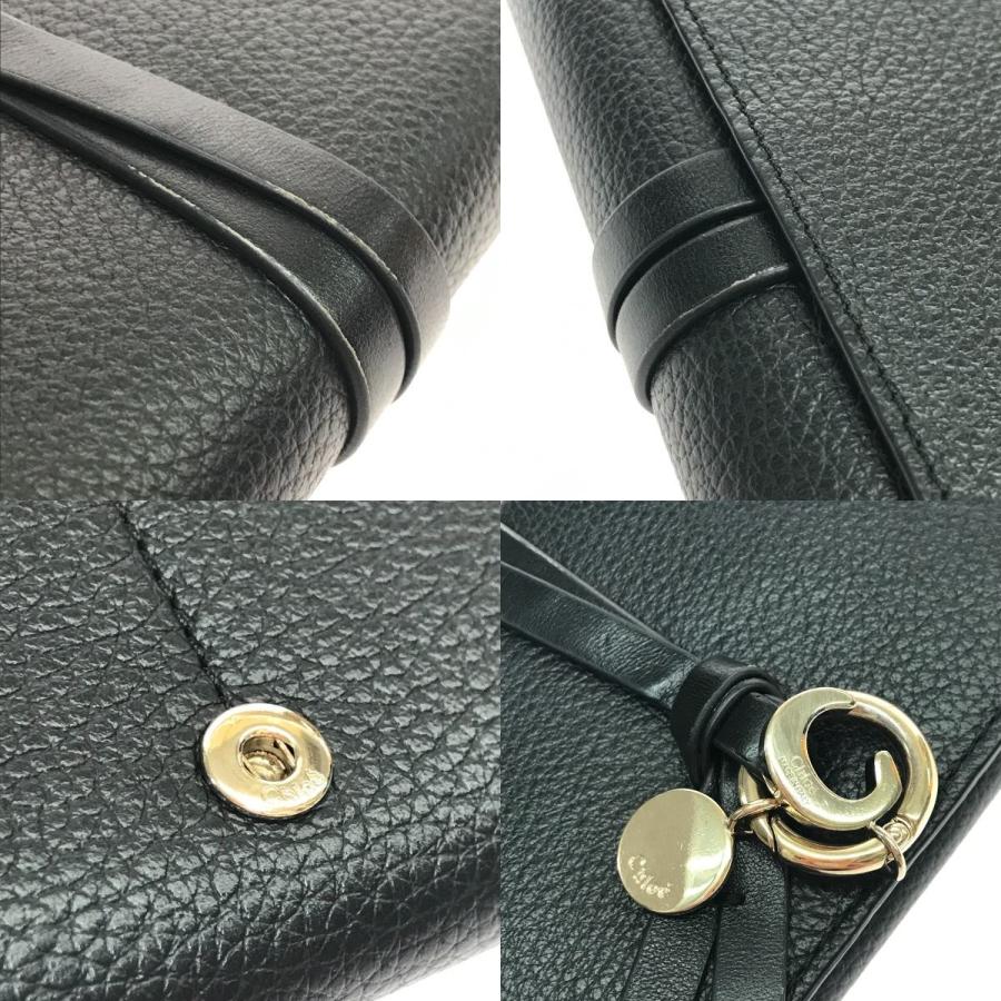 Chloe $$ クロエ 長財布 ロゴプレート ブラック やや傷や汚れあり  