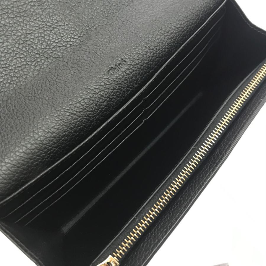 Chloe $$ クロエ 長財布 ロゴプレート ブラック やや傷や汚れあり  