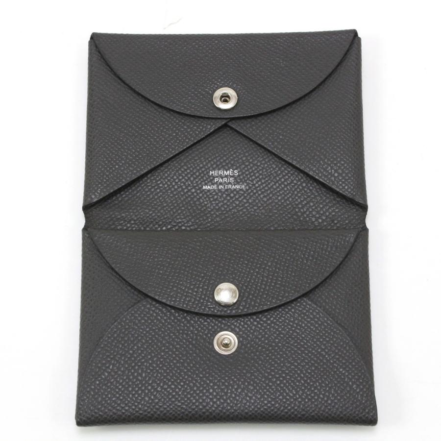 HERMES エルメス ヴォーエプソン カルヴィデュオ 名刺入れ U FM010 PM グレー HERMES（エルメス） ヴォーエプソン カルヴィデュオ 名刺入れ U FM010