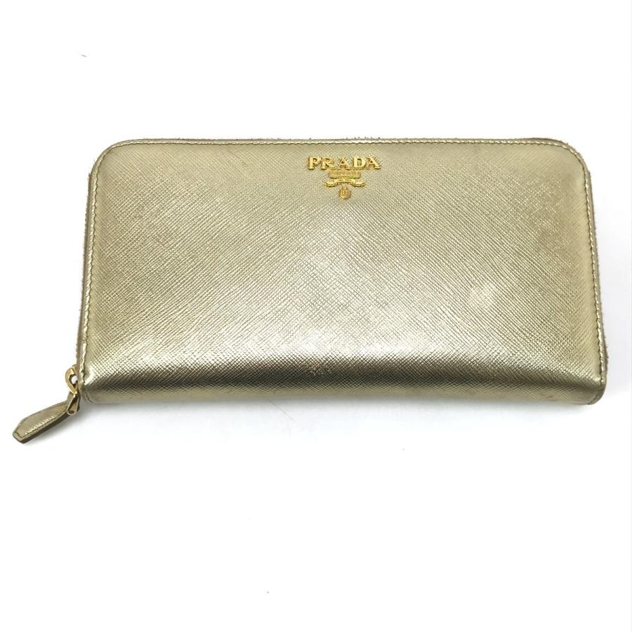 PRADA $$ プラダ 長財布 使用感有 ゴールド 傷や汚れあり : リサイクル  