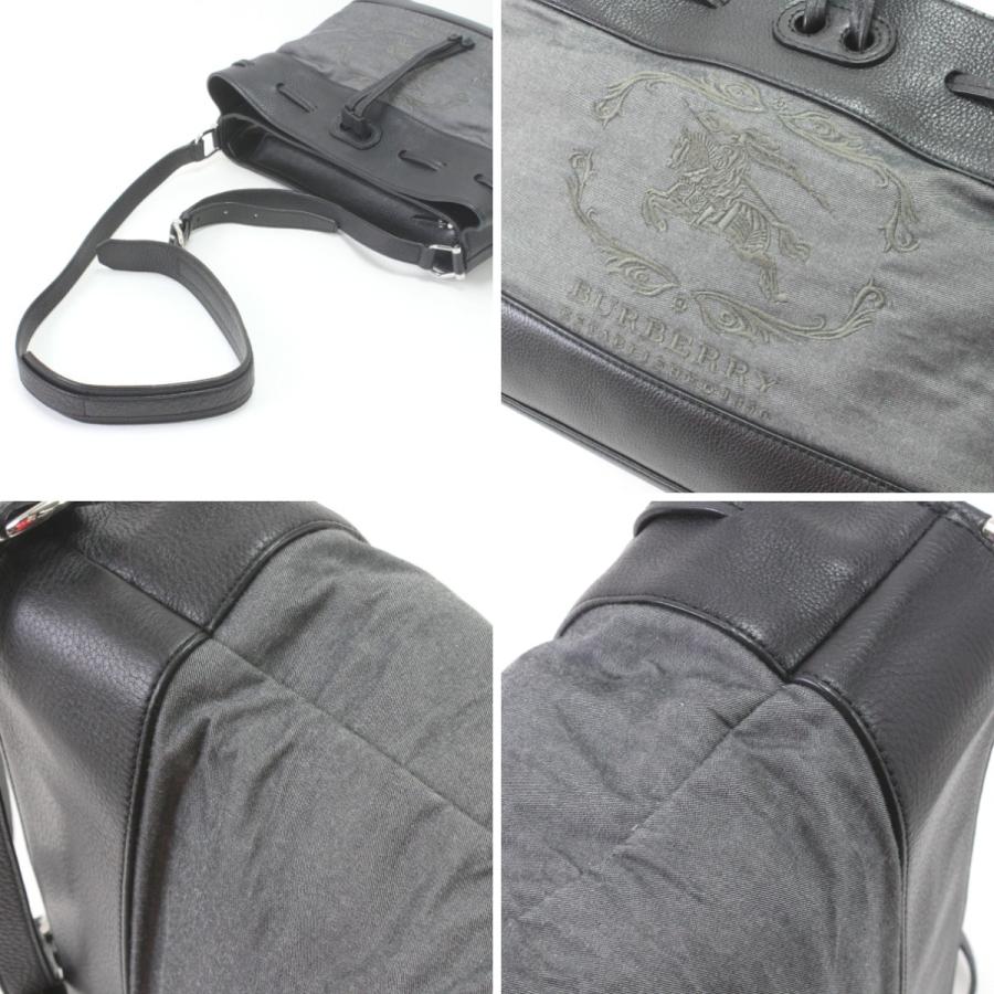 BURBERRY（バーバリー） ショルダーバッグ 巾着型風 ブラック×グレー