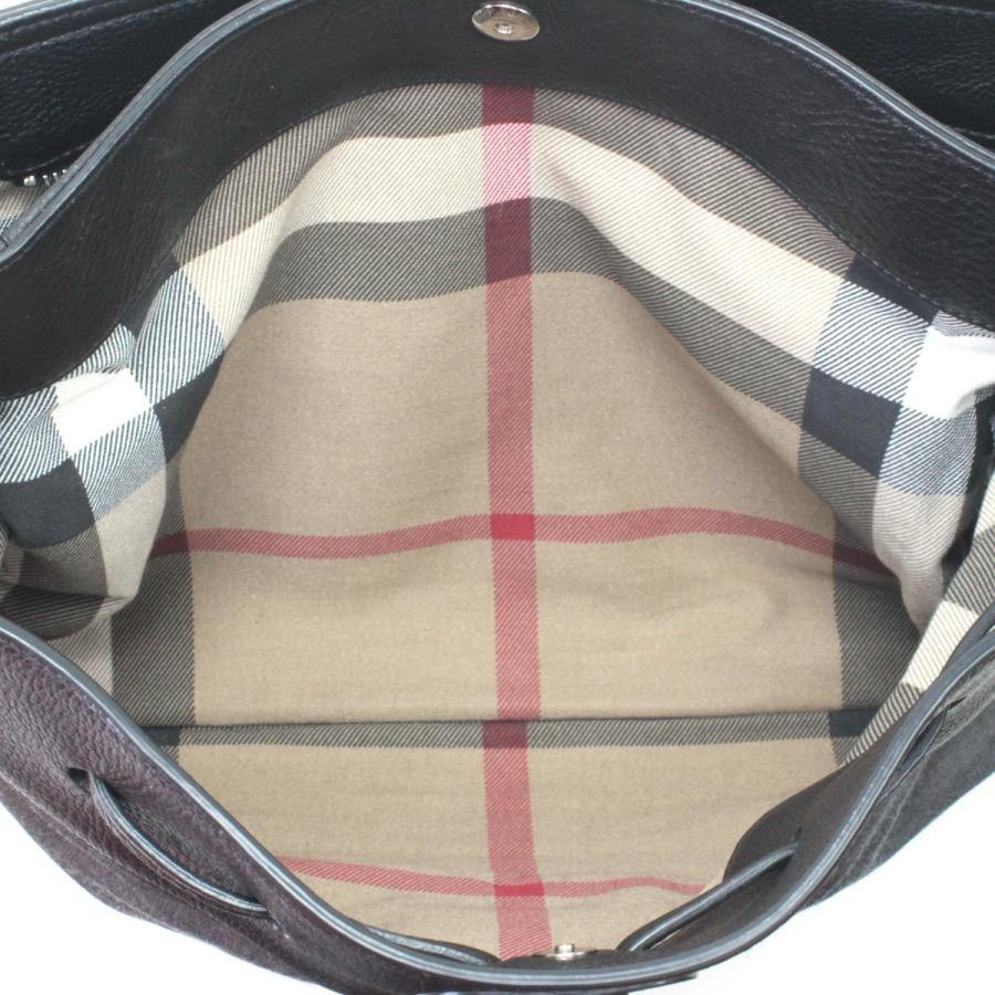 BURBERRY（バーバリー） ショルダーバッグ 巾着型風 ブラック×グレー