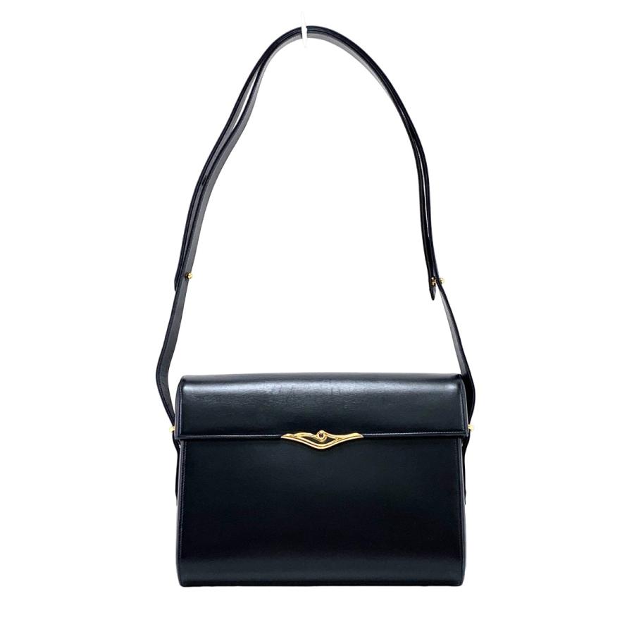 【Cartier】 ショルダーバッグ　サファイアライン　レザー　ブラック. Cartier（カルティエ） サファイアライン ショルダーバッグ ブラック