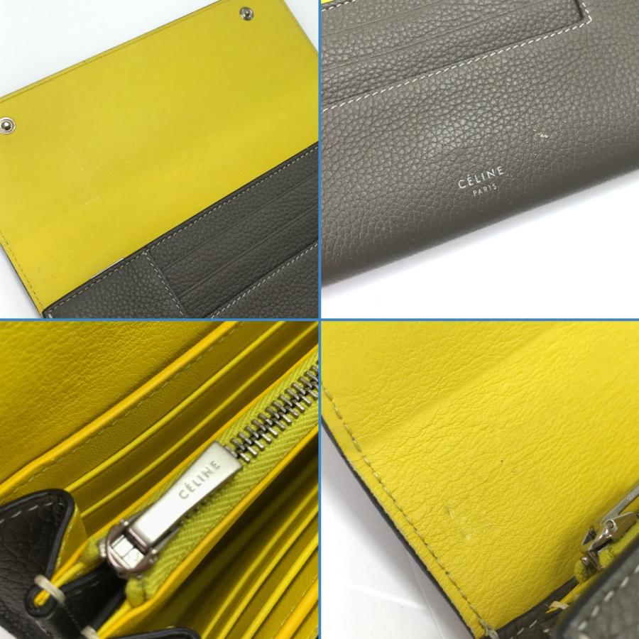 セリーヌ　長財布　ラージフラップ マルチファンクション ブラック×イエロー セリーヌ 長財布 ラージフラップ マルチファンクション ブラック