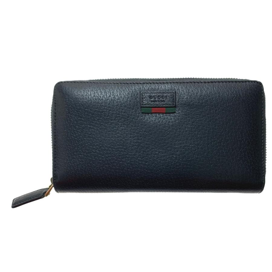GUCCI ▽▽ グッチ ラウンドファスナー 長財布 435298 ブラック やや傷  
