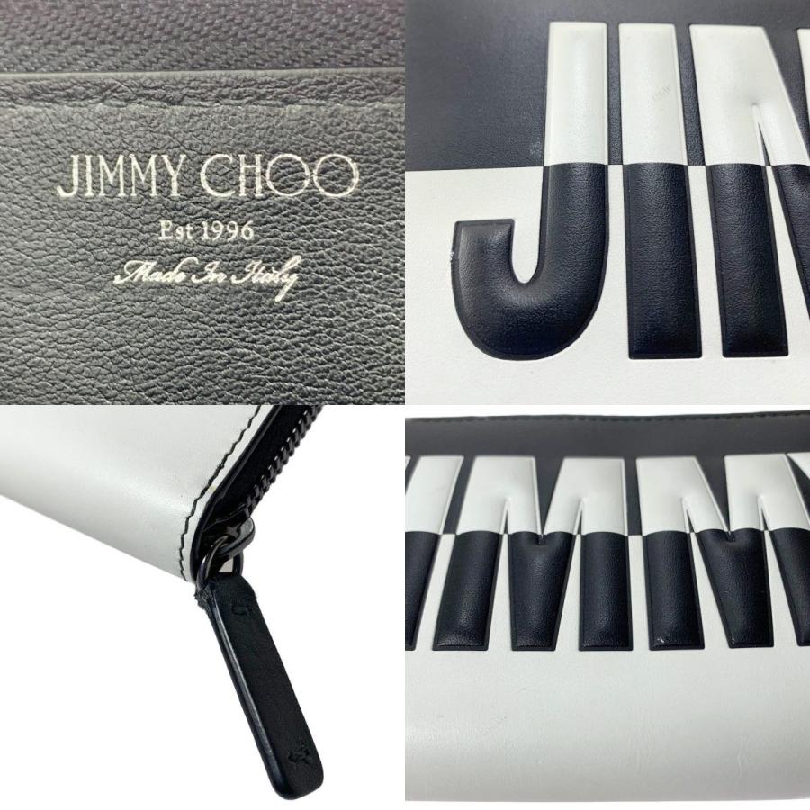 ▽▽ジミーチュウ ラウンドファスナー　エンボス　長財布 ブラック×ホワイト ▽▽ JIMMY CHOO ジミーチュウ ラウンドファスナー エンボス 長財布