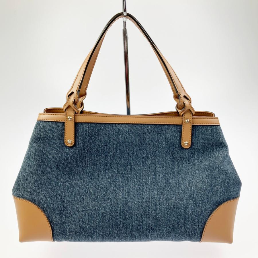 GUCCI トートバッグ　クラフト　デニム　レザー　インディゴ　ブラウン GUCCI（グッチ） ▽▽ クラフト デニム トートバッグ 348715 ブルー x