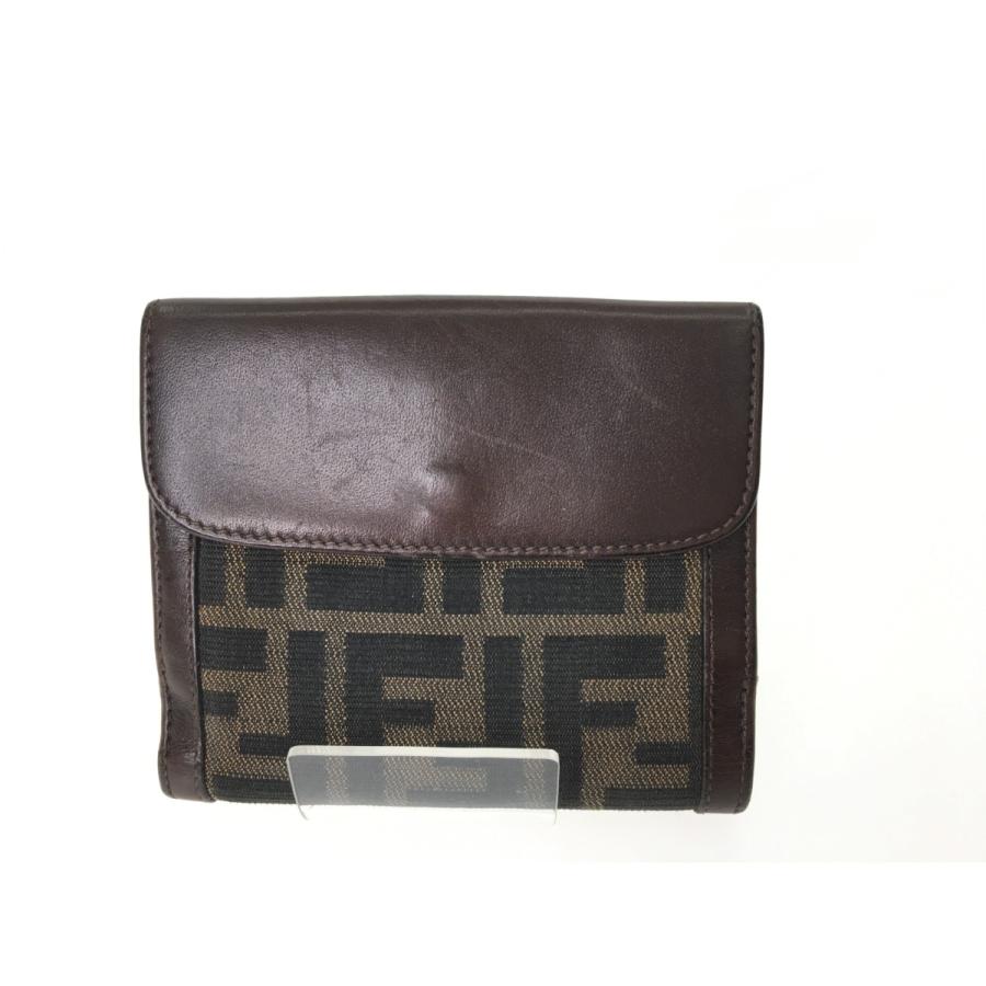 FENDI ズッカ ブラウン レディース 折り財布 8041 FENDI（フェンディ） ▽▽ レディース 二つ折り財布 ズッカ Wホック