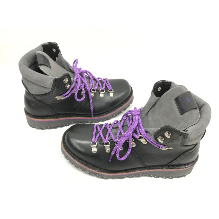 Paul Smith 黒 レザー ブーツ 8.5 Paul Smith ▽▽ ポールスミス レザーブーツ ブラック×パープル