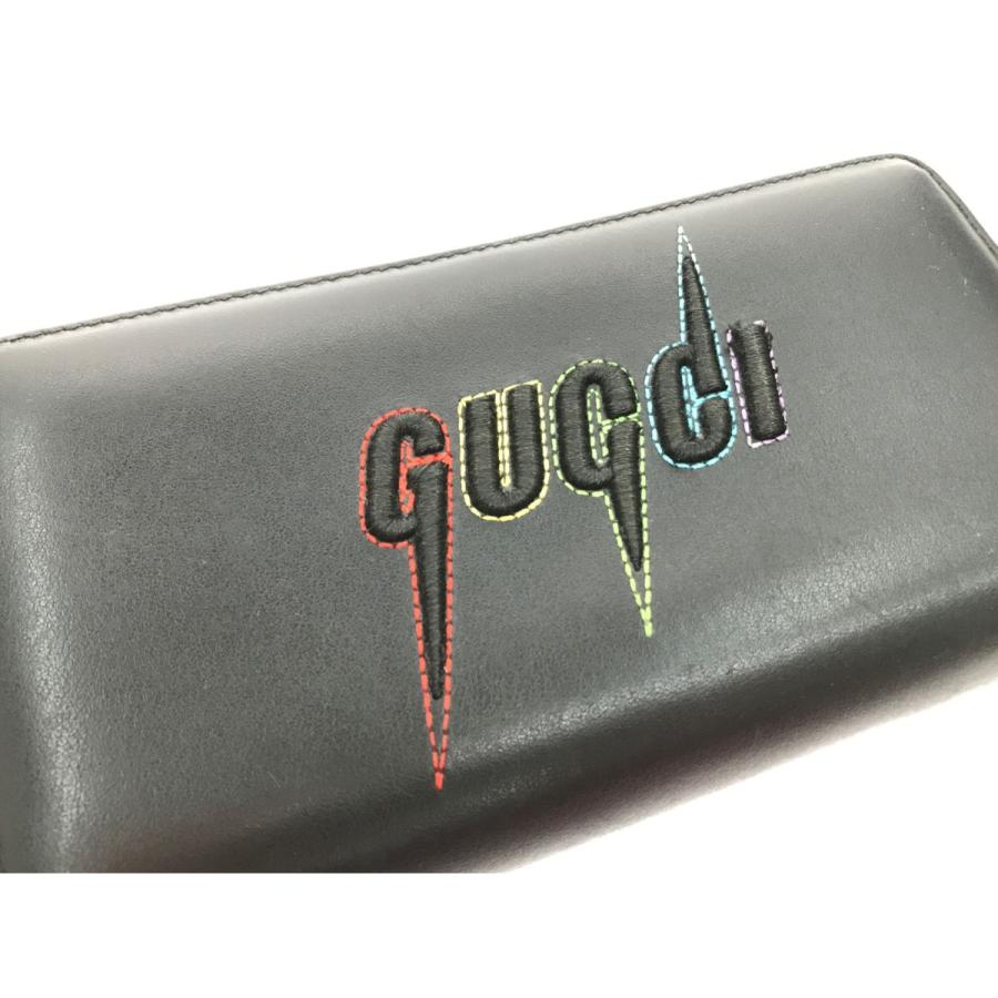 GUCCI（グッチ） ▽▽ ブレードロゴ 長財布 597677 ブラック やや傷や