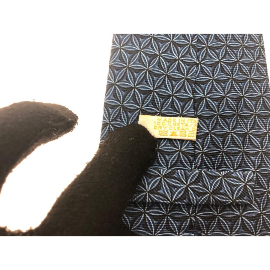 ▼▼BVLGARI ブルガリ メンズ ネクタイ シルク100％ 幾何学模様 フラワー オブ ライフ ブルー BVLGARI（ブルガリ） ▽▽ メンズ ネクタイ シルク100％ 幾何学模様