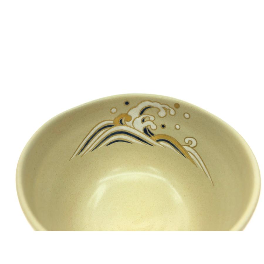  茶道具 東福窯 中村能久作 抹茶茶碗 色絵茶碗 波兎 元箱入 【キャッセロール】 やや傷や汚れあり