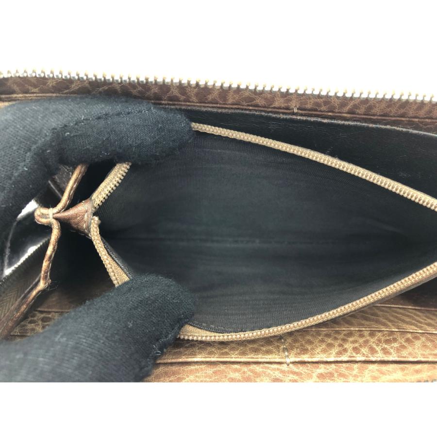 GUCCI（グッチ） ▽▽ ラウンドファスナー 長財布 GG シマレザー 箱付