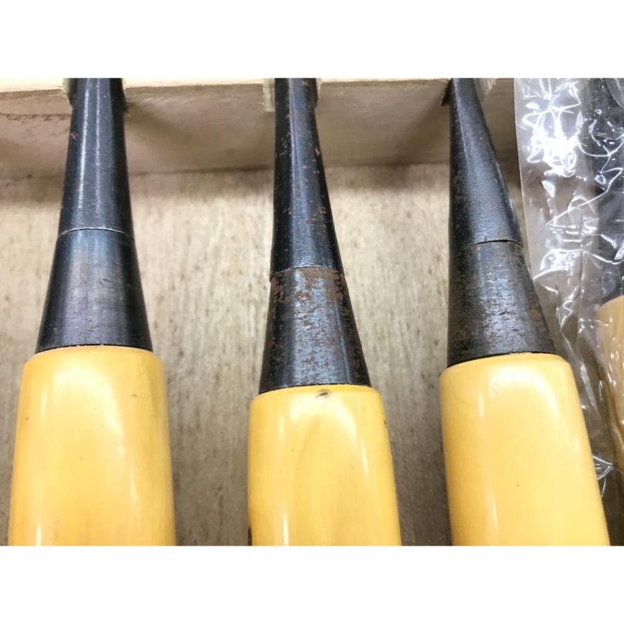 ▽▽ ノミ 本銘 正宗 四ツ裏追入鑿 ツゲ柄 10本組 やや傷や汚れあり 