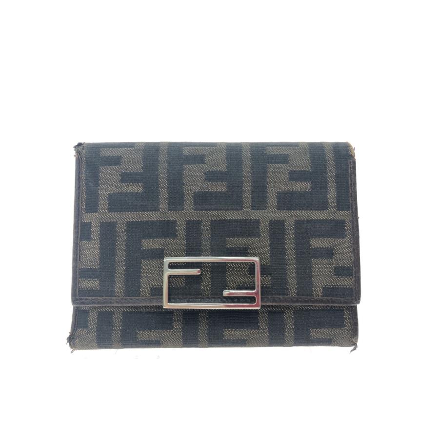 FENDI（フェンディ） ▽▽ レディース 三つ折り財布 FFプレート ズッカ