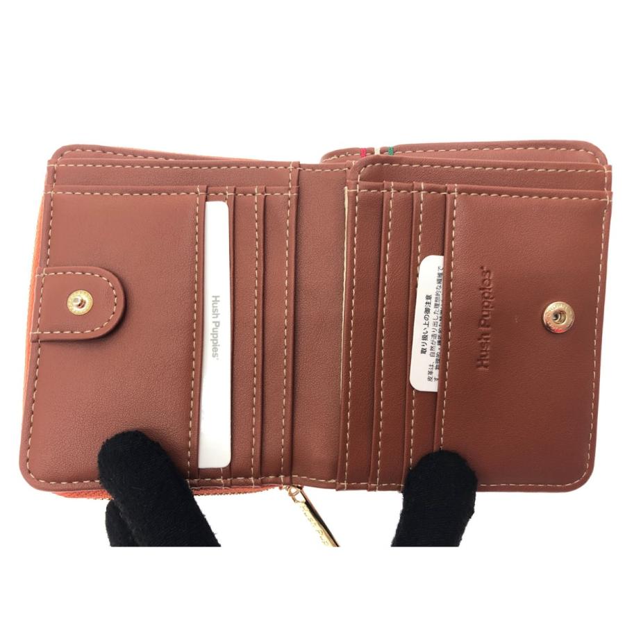 ▼▼HUSH PUPPIES ハッシュパピー ユニセックス 二つ折り財布 ラウンドファスナー タンポナートレザー ブラウン ▽▽ HUSH PUPPIES ハッシュパピー ユニセックス 二つ折り財布