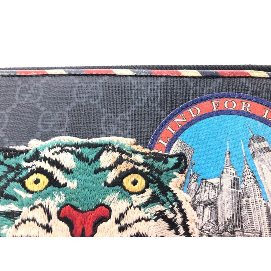 ▼▼GUCCI グッチ メンズ クラッチバッグ GGスプリーム ナイトクーリエクラッチ タイガー ワッペン 496346 ブラック GUCCI（グッチ） ▽▽ メンズ クラッチバッグ GGスプリーム ナイト