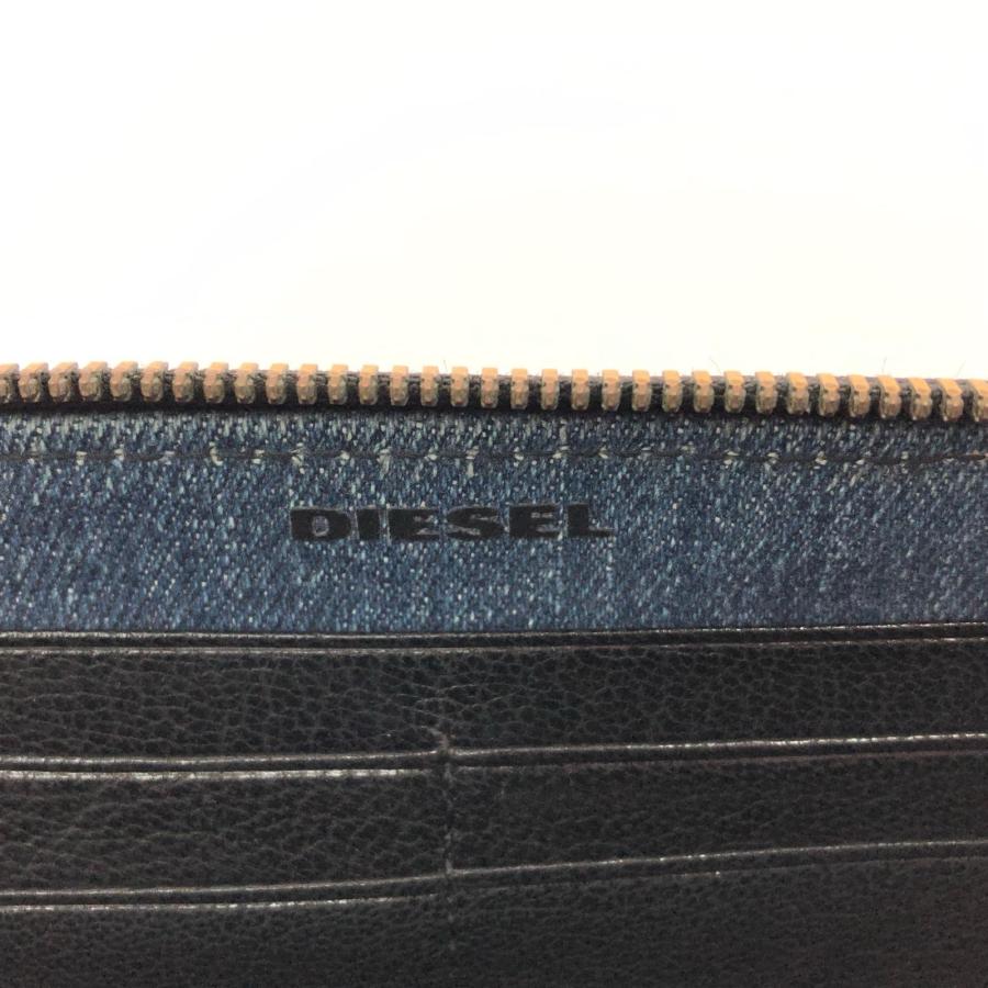 DIESEL ディーゼル メンズ 長財布 ラウンドファスナー L字ファスナー小銭入れ 内側デニム X06752 ブラック DIESEL（ディーゼル） メンズ 長財布 ラウンドファスナー L字