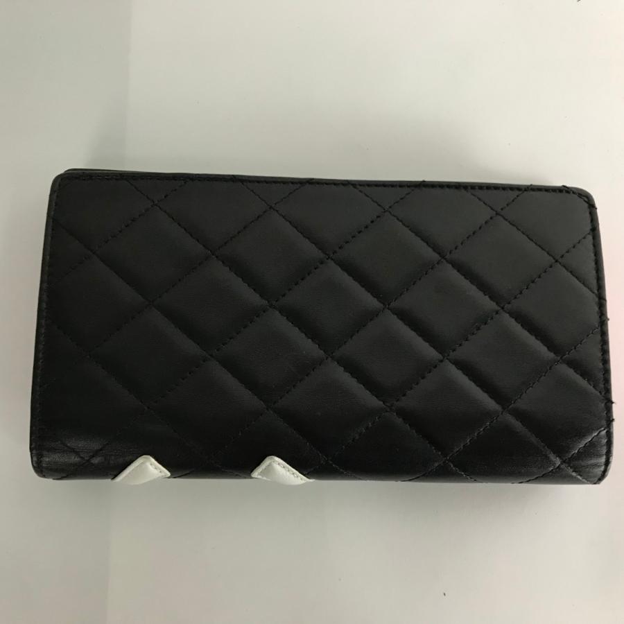 CHANEL シャネル 財布 カンボンライン キルティング A26717 ブラック×ホワイト×ピンク 箱・ギャランティカード付  やや傷や汚れありの画像