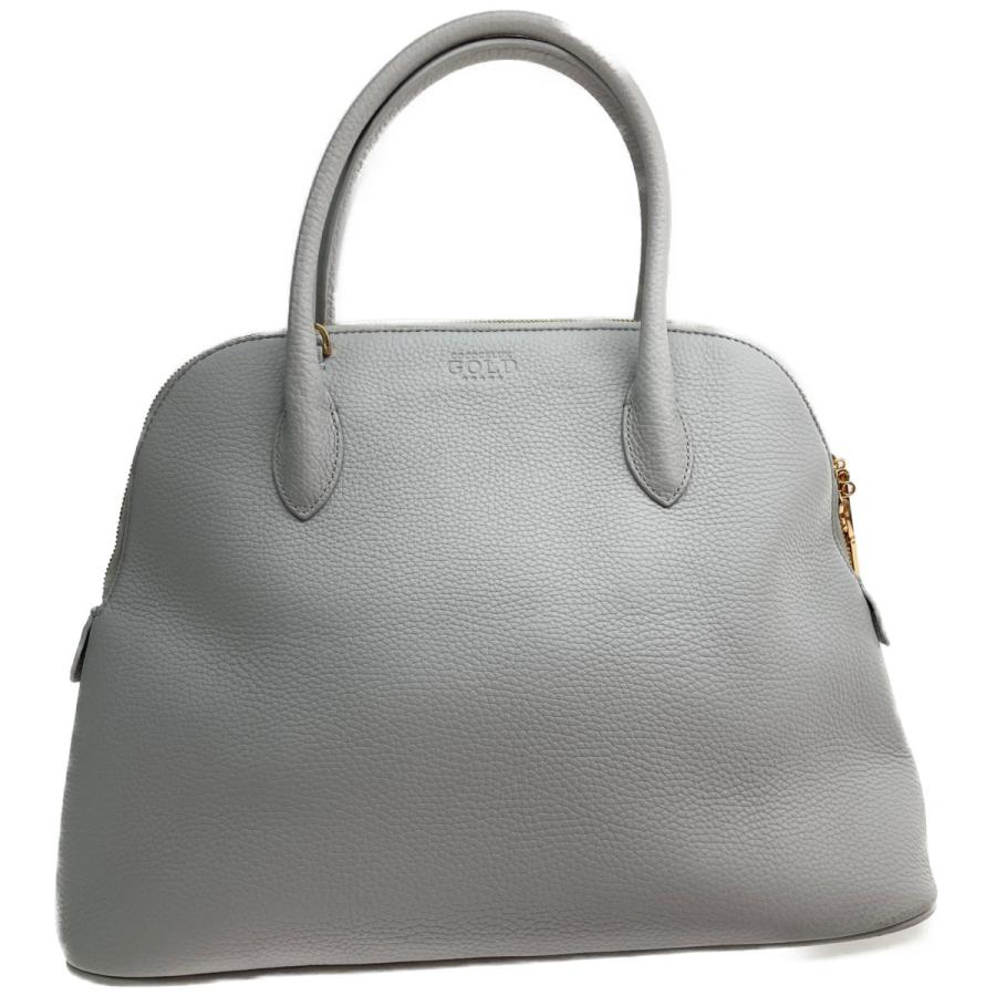 ○○COCOCELUXハンドバッグポーチ付オーバル2WAY ライトグレー×エンジ  