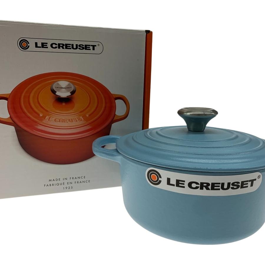 美品LE CREUSET シュガーブルー　ホーロー片手鍋 ○○ LE CREUSET ルクルーゼ シュガーブルー 目立った傷や汚れなし