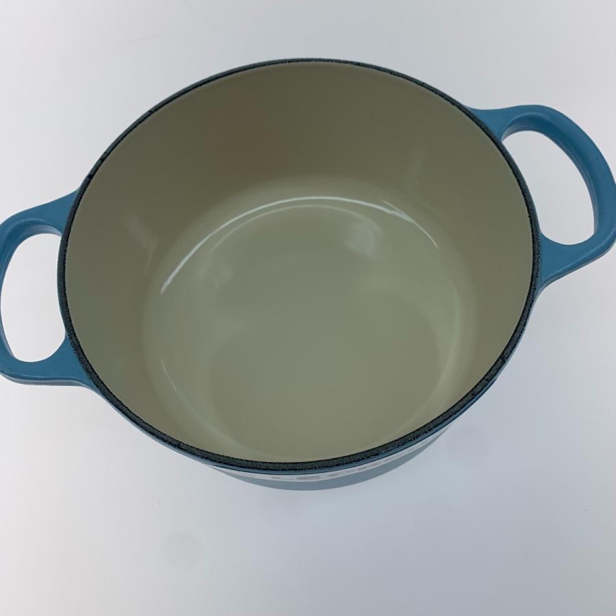 美品LE CREUSET シュガーブルー　ホーロー片手鍋 ○○ LE CREUSET ルクルーゼ シュガーブルー 目立った傷や汚れなし
