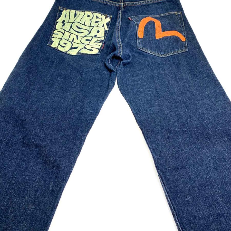 ○○ EVISU×AVIREX メンズ衣料 ジーンズ 2001 SIZE 32 インディゴ やや