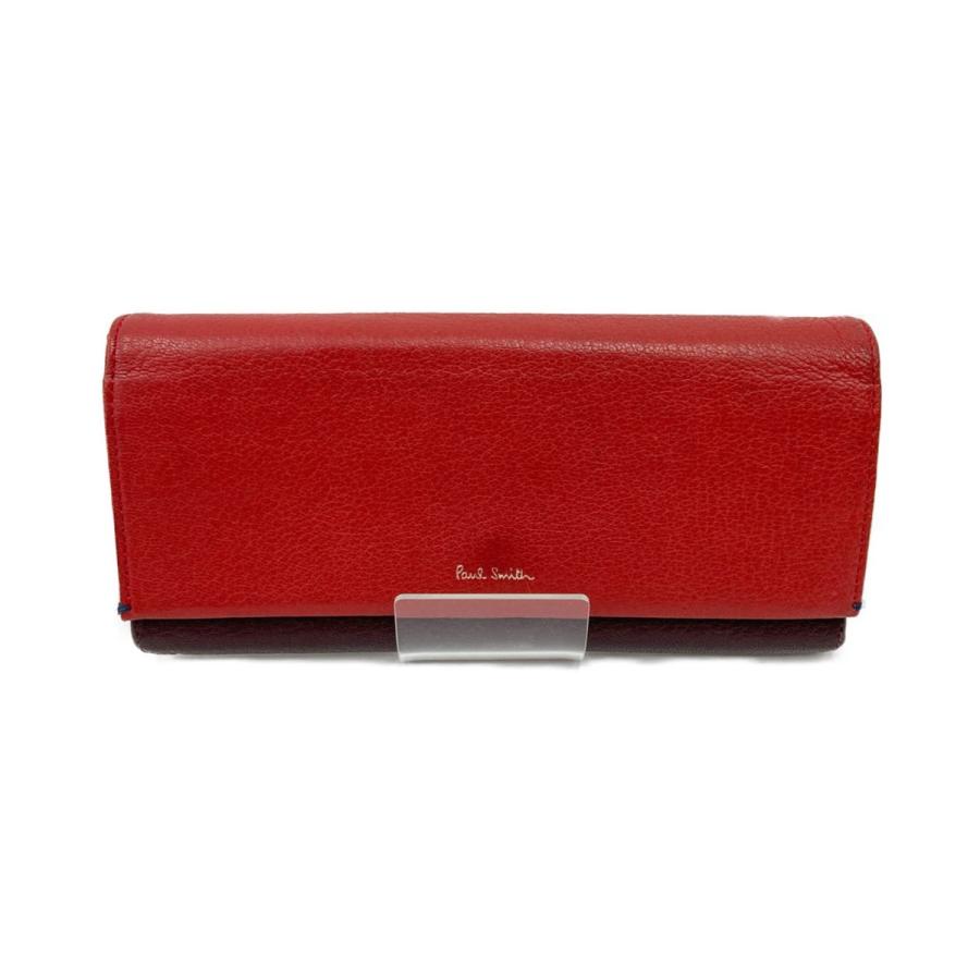 Paul Smith 〇〇 ポールスミス レザー 長財布 レッド x ブラウン やや 