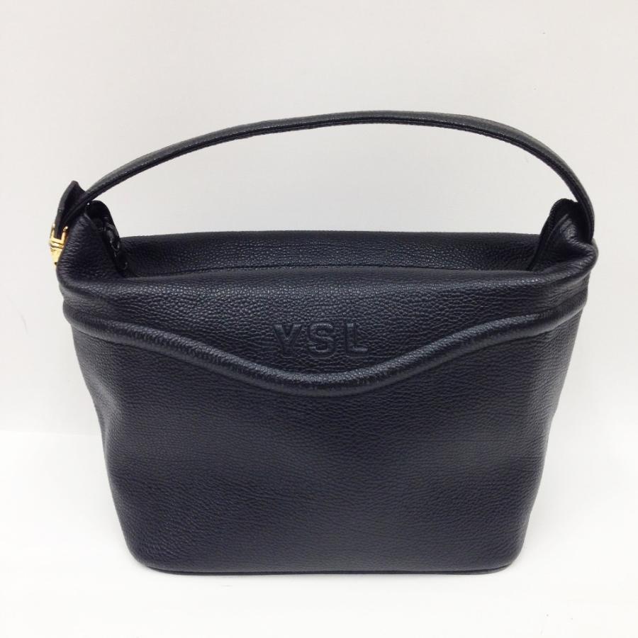 YSL イブ サンローラン ヴィンテージ　レザー ハンドバッグ　ワンショルダー Yves Saint Laurent イヴ・サンローラン ハンドバッグ ブラック