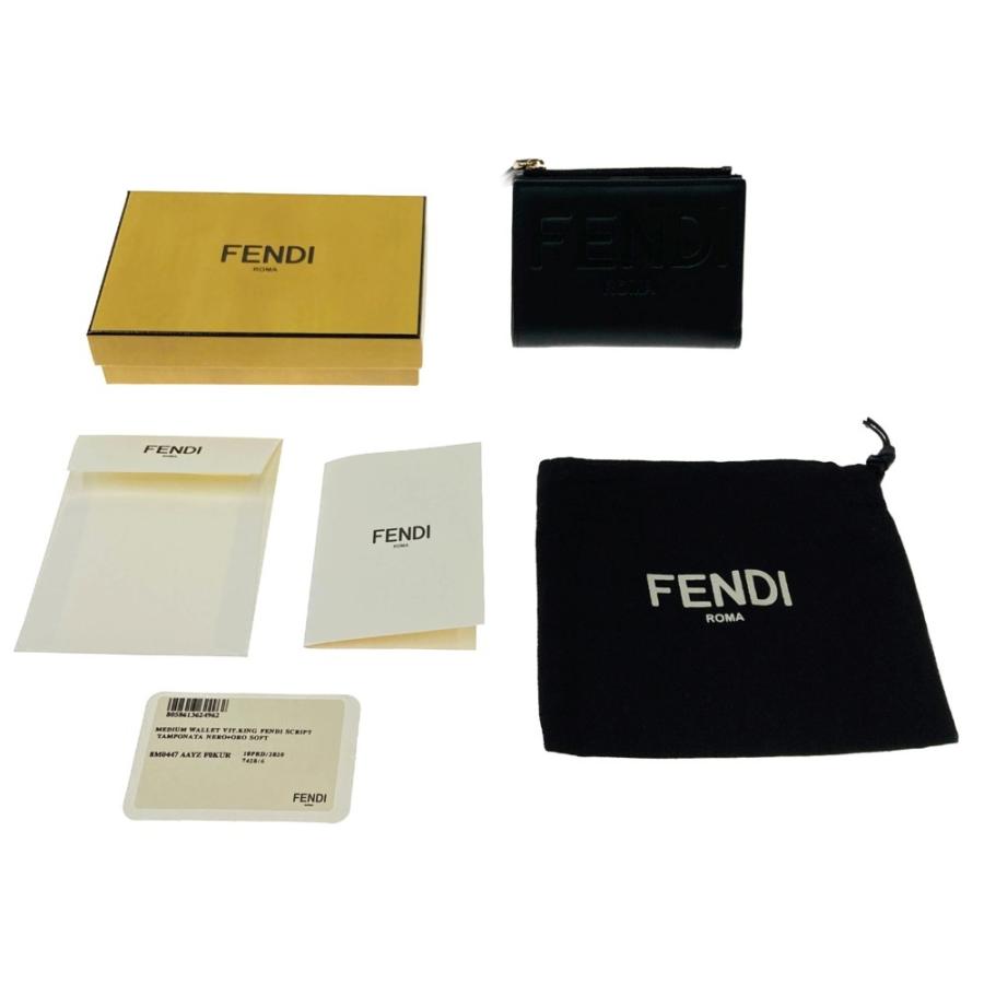 〇〇FENDI フェンディ 2つ折り財布  レザー 8M0447 AAYZ FOKUR ブラック FENDI（フェンディ） 〇〇 2つ折り財布 レザー 8M0447 AAYZ FOKUR
