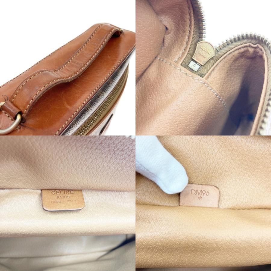 CELINE バニティ☆マカダム柄☆新品未使用レア CELINE マカダム柄 バニティバッグ ブラウン PVC Leather